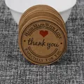 Round brown kraft paper tag with Hand Made with Love text and a small red heart - Kraft Handmade with Love Thank You Round Style