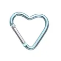 Light blue heart-shaped aluminum carabiner hook with silver spring clip for DIY keychains - Heart Style / 44x45mm / Light Blue