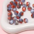 Cuentas de resina facetadas de 10mm con degradado para pulseras y collares DIY - Octogonal (BSB132) / 10mm (Apertura aprox. 1.5mm, 10 Piezas/Paquete) / Azul-Gris-Rojo