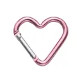 Pink heart-shaped aluminum carabiner hook with silver spring clip for DIY keychains - Heart Style / 44x45mm / Pink