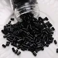 Glossy black glass cylinder beads for DIY jewelry making poured on a ceramic plate - #15 Style (Small Tube)