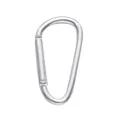 Standard silver aluminum oval carabiner clip with spring gate for DIY keychain hooks - D-shaped Buckle / 24x46mm / Silver