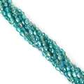Faceted 4x6mm peacock green glass teardrop beads with rainbow AB coating for DIY jewelry - 1 Strand/Pack (Approx. 65-68 beads) / Peacock Green AB