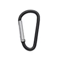 Black D-shaped aluminum carabiner hook for DIY keychains and bags with silver spring gate - D-shaped Buckle / 24x46mm / Black