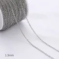 Extensión de cadena en O de 1.3mm en oro de 14K para collares y pulseras DIY - Cadena en O Plana / 1,3 mm (1 m/Paquete) / Platino