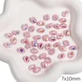 Perle ABS ovali cangianti rosa 7x10mm per la creazione di gioielli fai da te - Stile Intrecciato (#06) / 7x10mm (2 Pezzi/Confezione) / Rosa Olografico