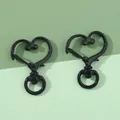 Lot de deux fermoirs mousquetons en métal noir en forme de cœur pour bijoux DIY - 2 Pièces/Paquet (24x34mm) / Noir