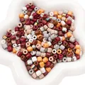 Mix of 6x6mm glass barrel beads in earth tones and iridescent finish for DIY crafts - Barrel Beads / 6x6mm, 2mm Hole (10g/Pack, Approx. 30 Pcs) / Coffee Colors