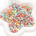 Mix of 6x6mm macaron colored glass barrel beads for DIY jewelry making in a star bowl - Barrel Beads / 6x6mm, 2mm Hole (10g/Pack, Approx. 30 Pcs) / Multicolor