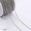 Cadena de acero inoxidable plateado de 1,3 mm en carrete para hacer joyas DIY - Cadena Redonda de Eslabones en O / 1,3 mm (1 m/Paquete) / Platino
