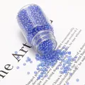 Transparent blue glass seed beads in a round bottle for DIY jewelry making and embroidery - 2mm (54x30mm, 30g) / Blue AB