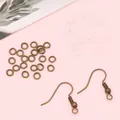 Kit création bijoux avec crochets d'oreilles bronze, anneaux et embouts silicone - Ensemble Crochets Anneaux Bouchons / 300 Pièces/Paquet / Bronze Antique