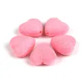Roze hartvormige geflockte acrylkralen voor DIY sieraden en haaraccessoires - 18mm x 17mm x 9mm (1,5mm Gat) / 10 Stuks Verpakking / Roze