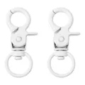 Pair of white 20mm alloy spray paint swivel lobster clasps for DIY keychain making - 2 Pieces (Approx. 20mm Wide x 44mm High) / White