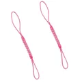 Paire de cordons de téléphone tressés rose vif en rayonne avec boucles doubles DIY - 9cm - 1 Pièce/Paquet / Rose