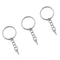 Tre portachiavi in metallo argento con anelli spaccati e viti a occhiello per fai da te - Stile Anello Intrecciato / Confezione da 10 (Diametro 25mm/Lunghezza totale 55mm) / Argento