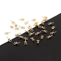 Golden copper DIY earring posts with eyelet loops and cup holders for jewelry making - 3×6.5mm / Gold