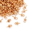 Golden copper pearl cup peg bails with screw pins for DIY jewelry making pendants - 3×6.5mm / KC Gold