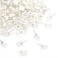 Silver-plated copper eyelet screw pegs for DIY jewelry making and pendant connectors - 3×6.5mm / Silver
