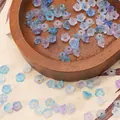 Détail de perles de fleurs en acrylique bleu dégradé de 6x3mm avec feuille d'or pour DIY - Environ 6x3mm, Trou 1mm, 10g/Paquet (Environ 110 Pcs) / Dégradé Bleu et Violet