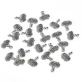 Antike Kronenanhänger aus Legierung für die DIY Schmuckherstellung von Armbändern und Ketten - Punktierte Relief Krone Anhänger (20888)