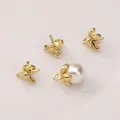 14K gold plated flower pearl bail pendant settings for DIY jewelry making - Plum Blossom / 8.5x9.5mm