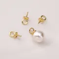 14K gold plated heart pearl cup pendant setting for handmade jewelry making - Large Size / 5x11mm