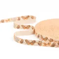 Ruban en coton beige avec papillons orange et texte en russe pour décoration - Vigne de Papillon & Russe (#09)
