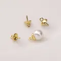 14K gold plated heart pearl cap connector and white pearl for DIY jewelry making - 5x8mm