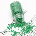 2mm opaque bright green glass seed beads in clear bottle for DIY jewelry making - Solid Dark Green