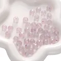 10mm semi-transparent pink and white glass beads with purple speckled ink patterns - Light Purple