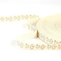 Ruban en coton imprimé vintage avec cadrans d'horloge et chiffres arabes en crème et brun - Cadran d'Horloge Vintage (#17)