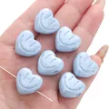 Light blue heart shaped acrylic beads with smiley face for DIY handmade jewelry crafts - Heart Eye Smile / 18mm (2 Pieces/Pack) / Blue