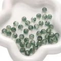 Grey-green 10mm faceted glass beads with stardust texture for DIY jewelry making - Dark Green