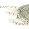 Ruban en coton à motif floral bleu et feuilles vertes pour loisirs créatifs et DIY - Petite Fleur Bleue (#20)