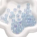 10mm light blue faceted round glass beads with purple ink spots for DIY jewelry - Blue
