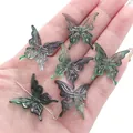 Perles papillon en acrylique dégradé vert et noir pour bijoux DIY dans la main - 20 Pièces/Paquet (25x25mm) / Bicolore - Dégradé Vert