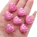Pink heart-shaped acrylic bead with smile face for DIY jewelry and phone chain - Heart Eye Smile / 18mm (2 Pieces/Pack) / Rose Red