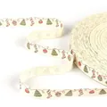 Ruban de Noël en coton imprimé avec motifs festifs pour loisirs créatifs DIY - Éléments de Noël (#23)