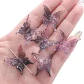 Six perles papillons en acrylique dégradé violet pour la création de bijoux DIY - 20 Pièces/Paquet (25x25mm) / Bicolore - Dégradé Violet