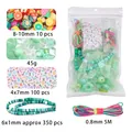 DIY Perlenset in Grün mit Fruchtperlen, Anhängern und elastischer Kordel im Beutel - Grünes System
