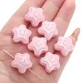 Pink star-shaped smile beads for DIY bracelets and crafts on palm for size reference - Star Smiley Style / 18mm (2 Pieces/Pack) / Pink