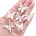 Breloques papillons blanc nacré pour création de bijoux DIY, pack de 6 pièces - 20 Pièces/Paquet (25x25mm) / Blanc Nacré