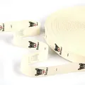 Rouleau de ruban en coton crème avec motifs bouledogues français pour loisirs créatifs - Bouledogue Français & Nœud Papillon Rouge (#29)