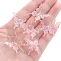 Perles papillon en acrylique rose aurora pour bijoux DIY tenues dans la main pour taille - 20 Pièces/Paquet (25x25mm) / Couleur AB-Rose