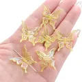Perles papillon en acrylique jaune irisé pour bracelets et bijoux DIY faits main - 20 Pièces/Paquet (25x25mm) / Couleur AB - Jaune
