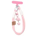 Pink and white braided cord phone lanyard with cloud and star charms and connector - Pink