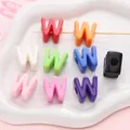 Polierte Acrylperlen mit großem Loch Buchstabe W in vielen Farben für DIY-Schmuck - Buchstabe W / 500g/Packung (20x20mm, Loch 5mm) / Mehrfarbig Gemischt