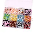 Kit de 12 compartimentos de cuentas de vidrio de colores para bisutería artesanal - Estilo de Caja de Rejilla de Color Oscuro