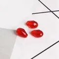 Three faceted red teardrop crystal glass beads for DIY jewelry and hair accessories - 10X15MM (Pack of 10) / Red